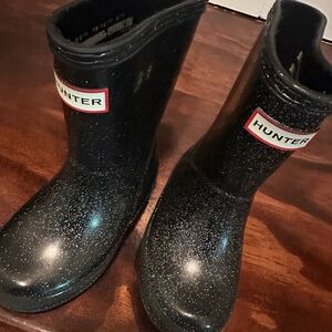 Hunter Black and Silver Rain & Snow Boots